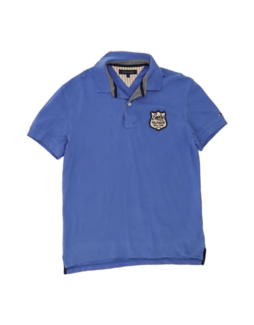 Vintage Tommy Hilfiger Graphic Polo Shirt Large In Blue
