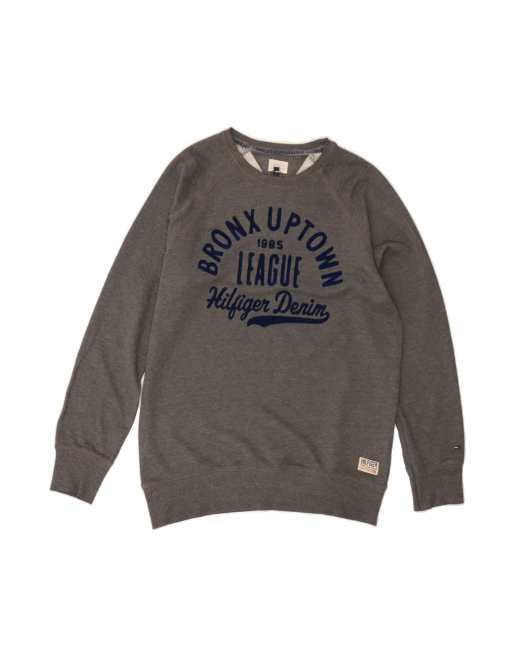 Vintage Tommy Hilfiger Graphic Sweatshirt Jumper Large In Grey