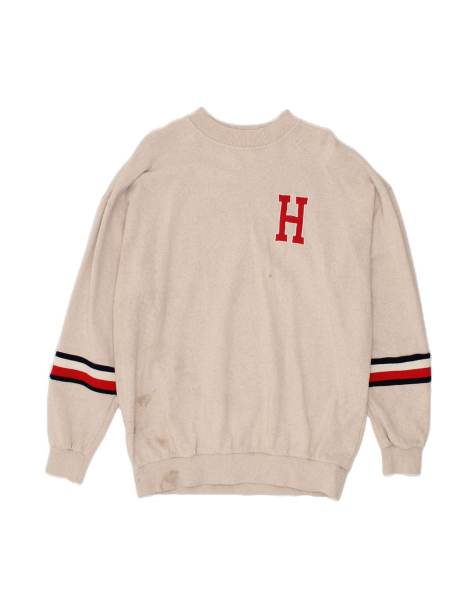 Vintage Tommy Hilfiger Graphic Sweatshirt Jumper Medium In Beige - view 1