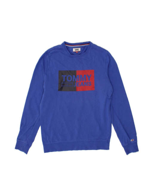 Vintage Tommy Hilfiger Graphic Sweatshirt Jumper Medium In Blue