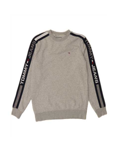 Vintage Tommy Hilfiger Graphic Sweatshirt Jumper Medium In Grey Colourblock - view 1