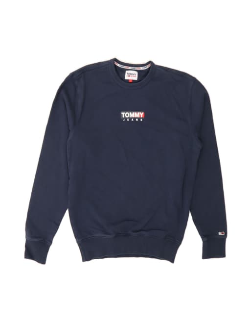 Vintage Tommy Hilfiger Graphic Sweatshirt Jumper Small In Blue