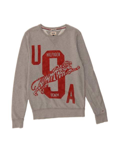 Vintage Tommy Hilfiger Graphic Sweatshirt Jumper Small In Grey - view 1