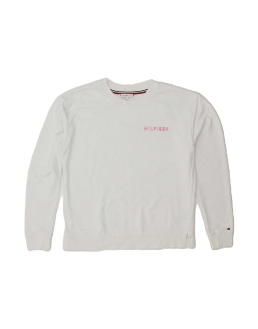 Vintage Tommy Hilfiger Graphic Sweatshirt Jumper Uk 10 Small In White