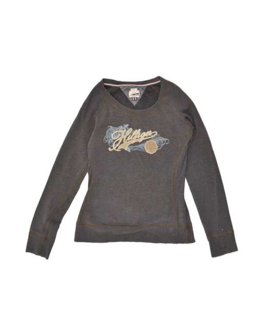 Vintage Tommy Hilfiger Graphic Sweatshirt Jumper Uk 14 Large In Grey
