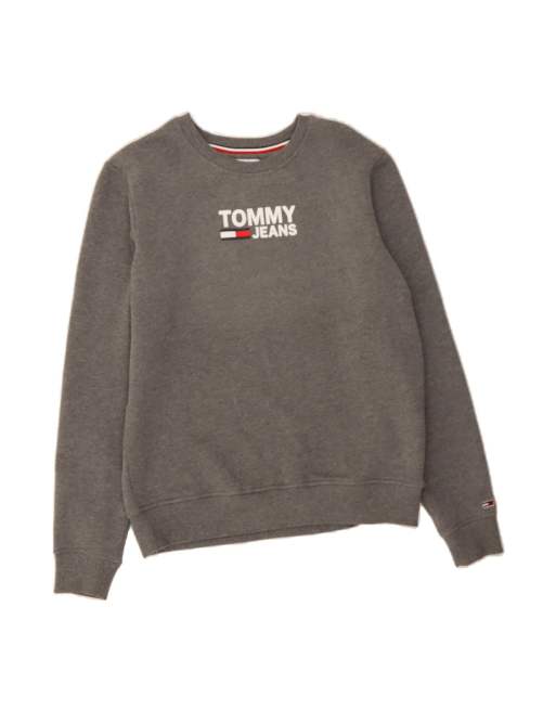 Vintage Tommy Hilfiger Graphic Sweatshirt Jumper UK 14 Medium In Grey