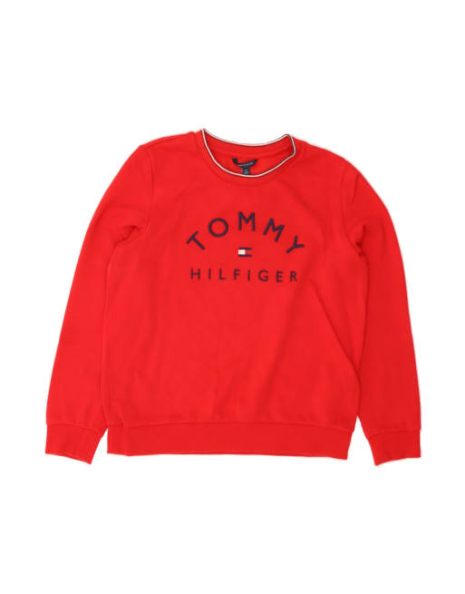 Vintage Tommy Hilfiger Graphic Sweatshirt Jumper UK 16 Large In Red