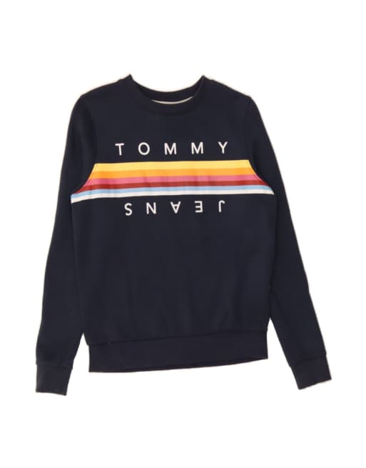 Vintage Tommy Hilfiger Graphic Sweatshirt Jumper XS In Blue