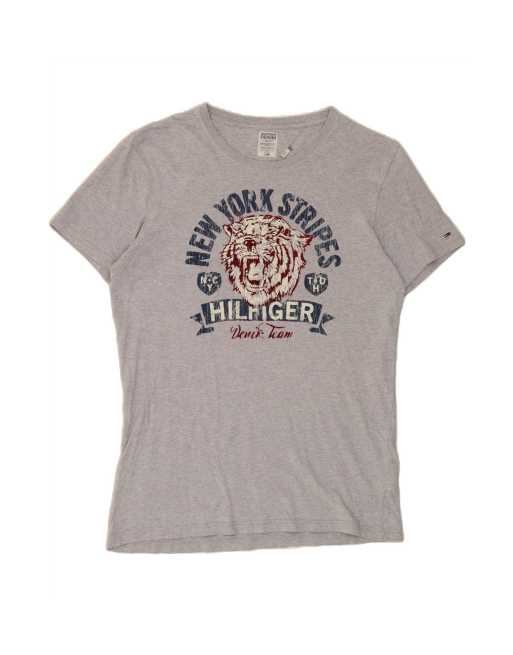 Vintage Tommy Hilfiger Graphic T-shirt Top Large In Grey