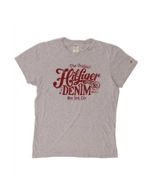 Vintage Tommy Hilfiger Graphic T-shirt Top Medium In Grey