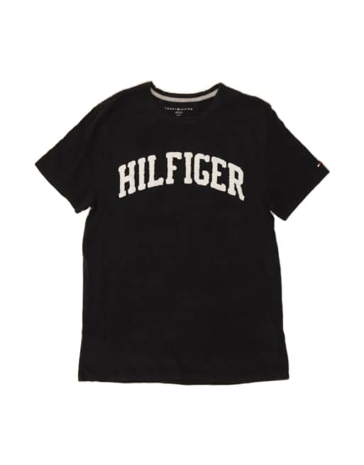 Vintage Tommy Hilfiger Graphic T-shirt Top Small In Black Classic