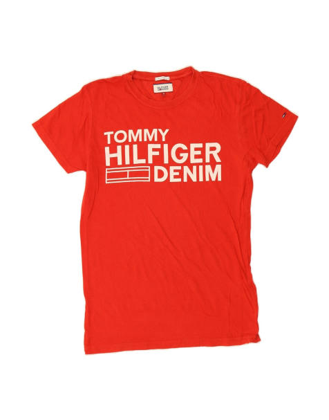 Vintage Tommy Hilfiger Graphic T-shirt Top Small In Red - view 1