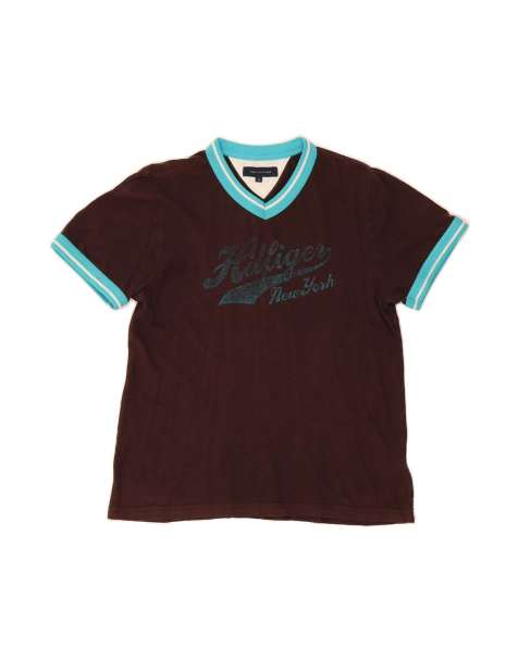Vintage Tommy Hilfiger Graphic T-shirt Top UK 14 Medium In Brown - view 1