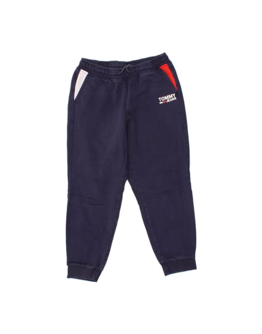 Vintage Tommy Hilfiger Graphic Tracksuit Trousers Joggers Medium In Blue
