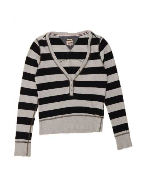 Vintage Tommy Hilfiger Graphic V-neck Jumper Sweater UK 10 Small In Grey - view 1
