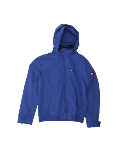 Vintage Tommy Hilfiger Hooded Bomber Jacket UK 40 Large In Blue - view 1
