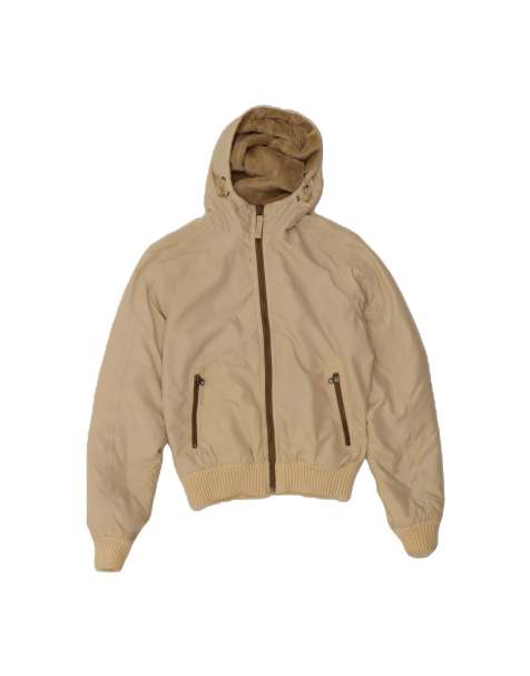 Vintage Tommy Hilfiger Hooded Bomber Jacket UK 6 XS In Beige - view 1