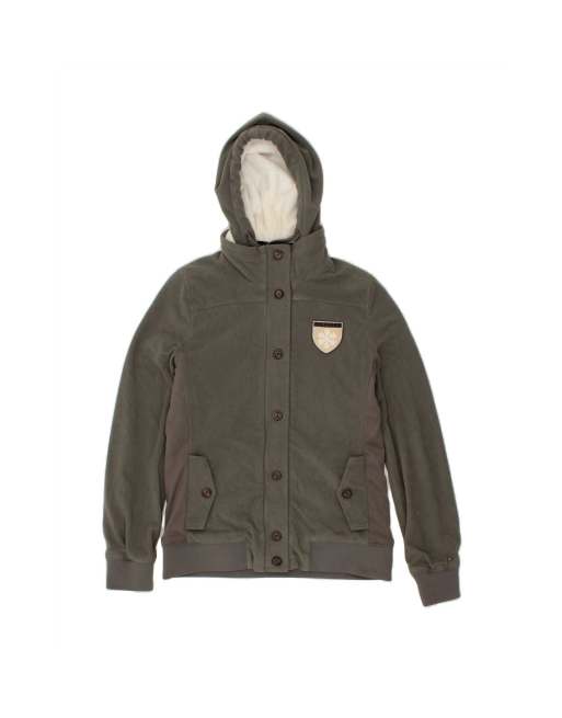 Vintage Tommy Hilfiger Hooded Fleece Windbreaker Jacket Uk 16 Large In Grey