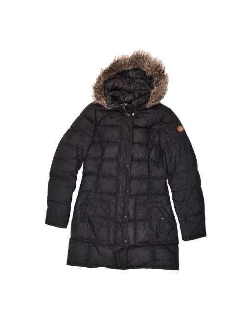 Vintage Tommy Hilfiger Hooded Padded Coat Uk 10 Small In Black