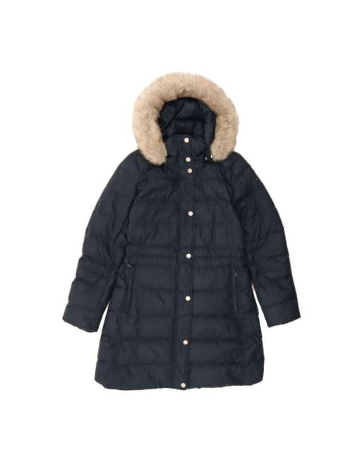 Vintage Tommy Hilfiger Hooded Padded Coat UK 14 Medium In Blue