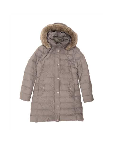 Vintage Tommy Hilfiger Hooded Padded Coat UK 14 Medium In Grey - view 1