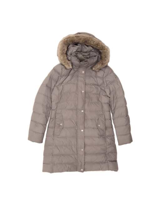 Vintage Tommy Hilfiger Hooded Padded Coat UK 14 Medium In Grey
