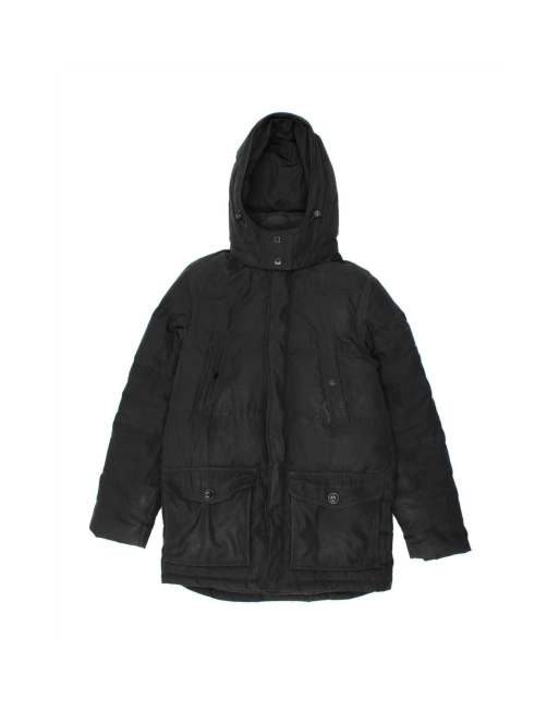 Vintage Tommy Hilfiger Hooded Padded Coat Uk 36 Small In Black