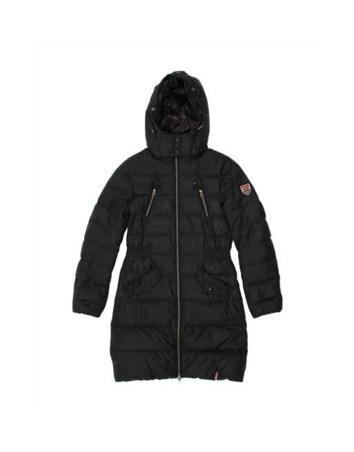 Vintage Tommy Hilfiger Hooded Padded Coat Uk 6 XS In Black