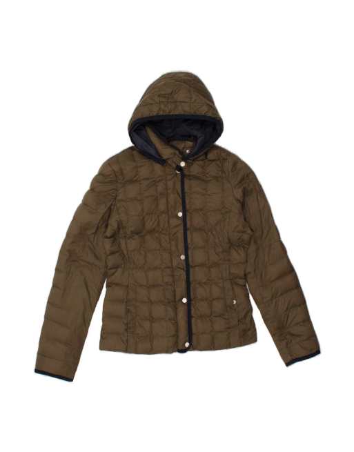 Vintage Tommy Hilfiger Hooded Padded Jacket Uk 10 Small In Khaki