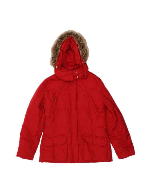 Vintage Tommy Hilfiger Hooded Padded Jacket UK 16 Large In Red