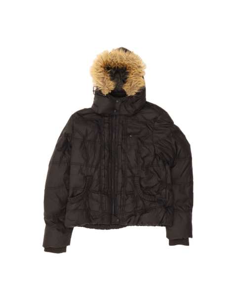 Vintage Tommy Hilfiger Hooded Padded Jacket UK 18 XL In Black - view 1