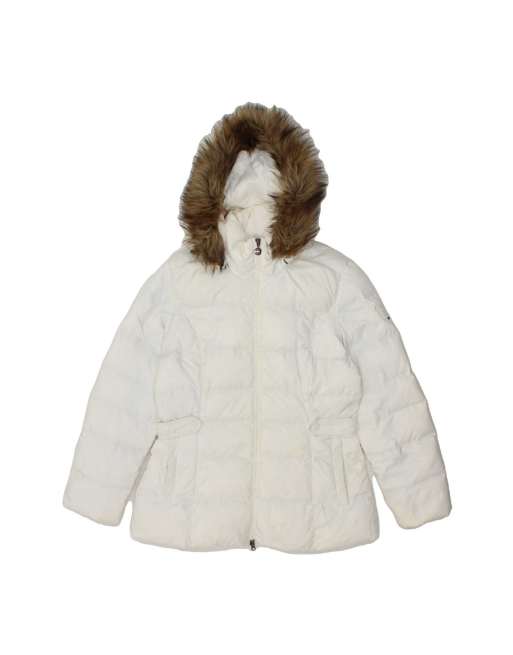 Vintage Tommy Hilfiger Hooded Padded Jacket UK 18 XL In White