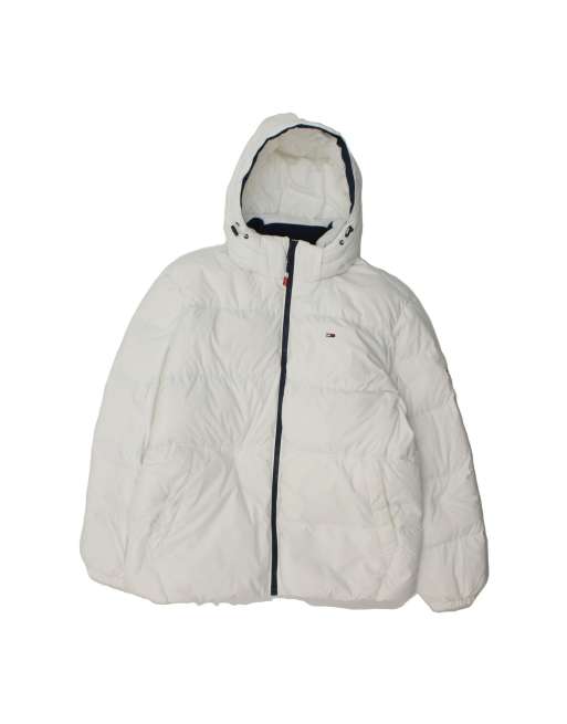 Vintage Tommy Hilfiger Hooded Padded Jacket UK 20 2XL In White