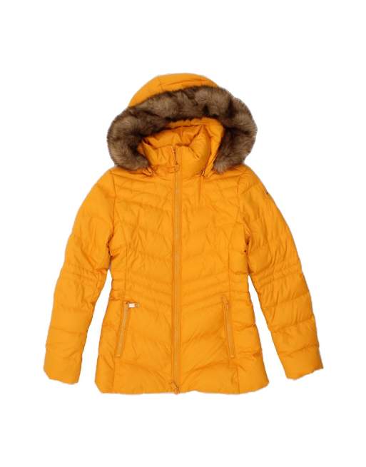 Vintage Tommy Hilfiger Hooded Padded Jacket UK 6 XS In Yellow