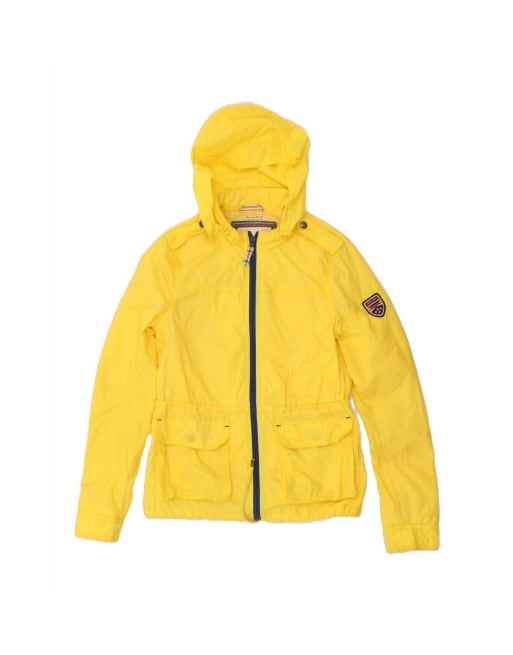 Vintage Tommy Hilfiger Hooded Rain Jacket UK 10 Small In Yellow