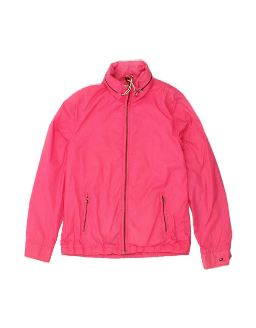 Vintage Tommy Hilfiger Hooded Windbreaker Jacket UK 14 Medium In Pink