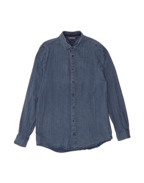 Vintage Tommy Hilfiger Indigo Shirt XL In Blue Floral - view 1