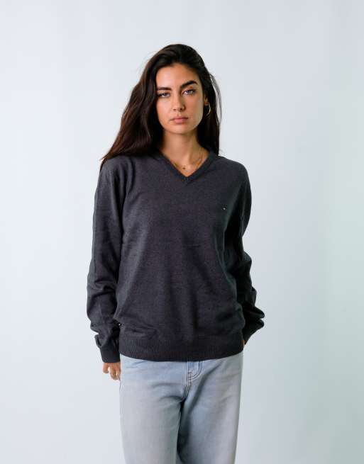 Vintage Tommy Hilfiger L Knit Jumper Charcoal Grey