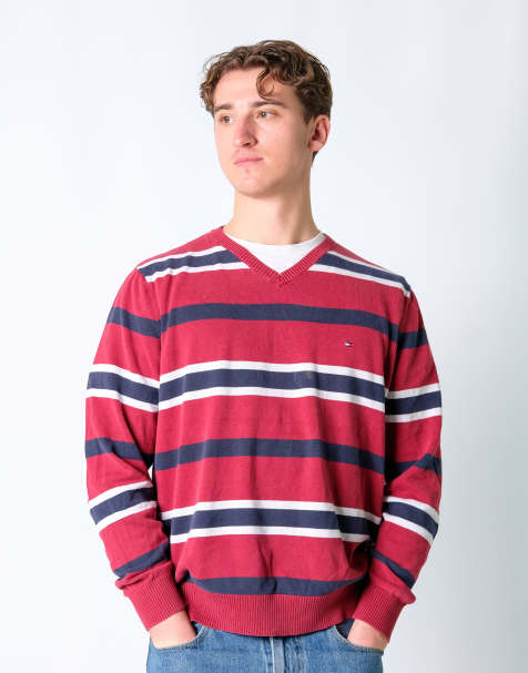 Vintage Tommy Hilfiger L Knit Sweatshirt Burgundy Red - view 1