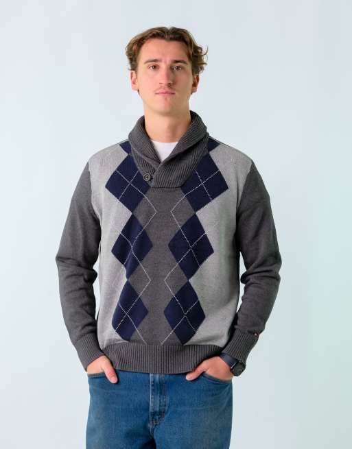 Vintage Tommy Hilfiger L Knit Sweatshirt Charcoal Grey