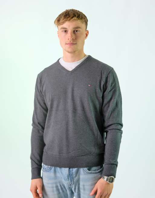 Vintage Tommy Hilfiger L Knit Sweatshirt Charcoal Grey