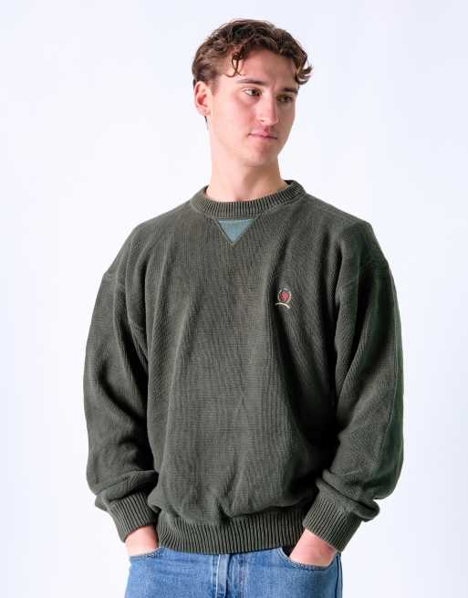 Vintage Tommy Hilfiger L Knit Sweatshirt Dark Green