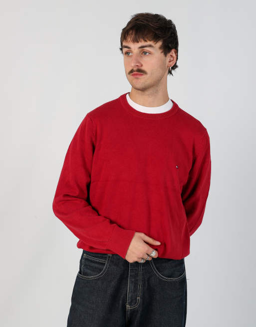Vintage Tommy Hilfiger l knit sweatshirt in burgundy red