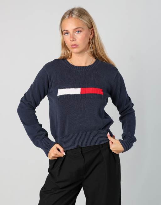 Vintage Tommy Hilfiger l knit sweatshirt in navy blue