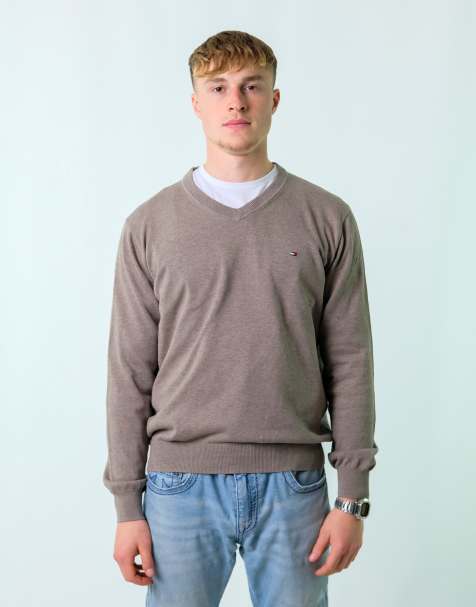 Vintage Tommy Hilfiger L Knit Sweatshirt Light Grey - view 1