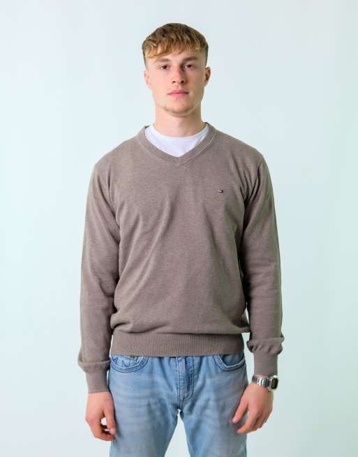 Vintage Tommy Hilfiger L Knit Sweatshirt Light Grey