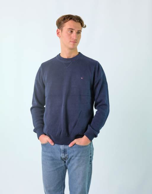 Vintage Tommy Hilfiger L Knit Sweatshirt Navy Blue