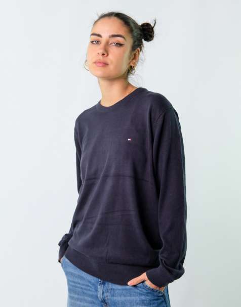 Vintage Tommy Hilfiger L Knit Sweatshirt Navy Blue - view 1