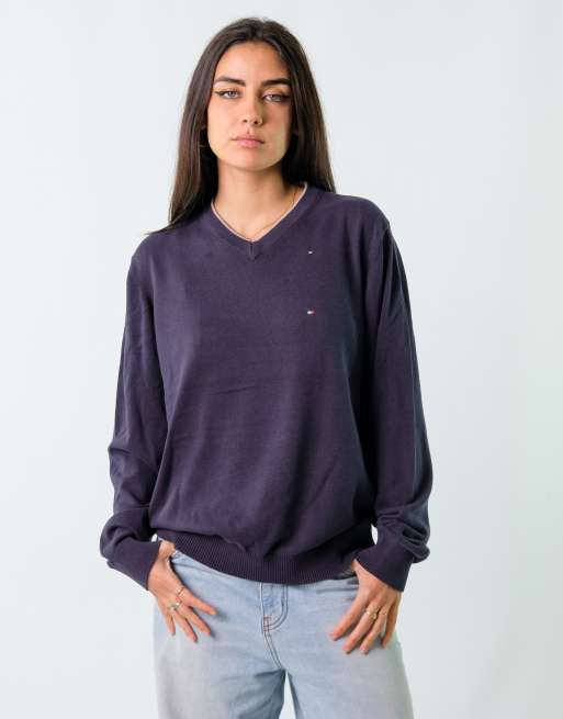 Vintage Tommy Hilfiger L Knit Sweatshirt Navy Blue