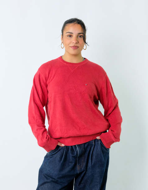 Vintage Tommy Hilfiger L Knit Sweatshirt Red - view 1
